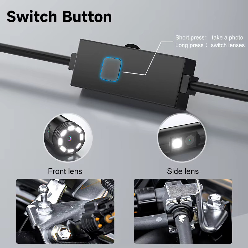 ZYPUSON 3in1 Industrie-Endoskop mit Single und Dual Kamera, wasserdichtes Rohrinspektionsendoskop mit 8 LED und 8 mm Durchmesser für iOS und Android, Schwarz - Bild 4