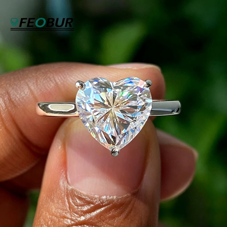 Feobur Verlobungsring, 925 Silber, Moissanit, Damen - Bild 2
