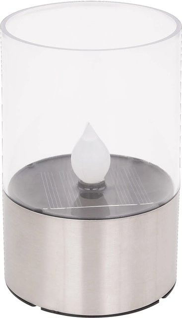 Globo LED-Solartischlampe mit Feuereffekt aus Edelstahl in Silber und Transparent - Bild 1