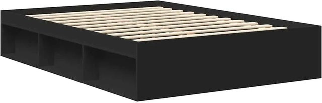 vidaXL Bettgestell aus Kiefernholz in Schwarz mit Seitenfächern im modernen Stil B/T/H: 138 x 138 x 35 cm - Bild 1