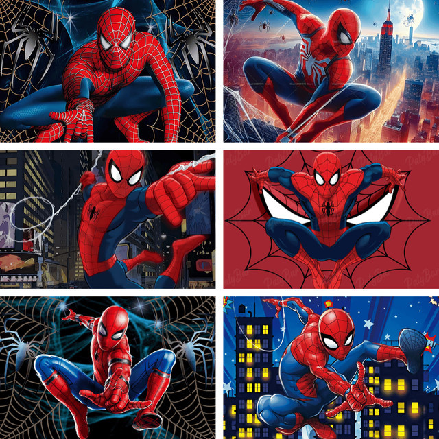 Marvel Spider-Man Fotografie-Hintergrund von Beast Kingdom in Rot und Multicolour für Kindergeburtstage und Superhelden-Partys, rund - Bild 1
