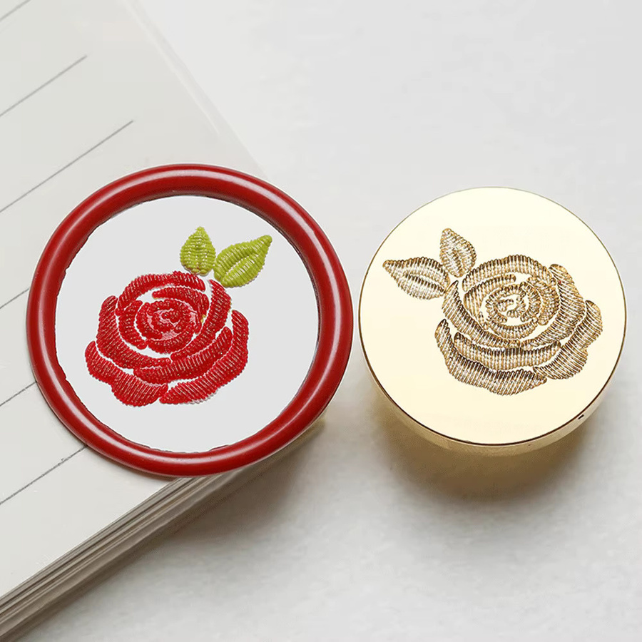 Valentinstag-Kollektion Wachsstempel mit abnehmbarem Messingkopf in Gold und Holzgriff zum Dekorieren von Karten, Hochzeitseinladungen und Geschenken - Bild 3