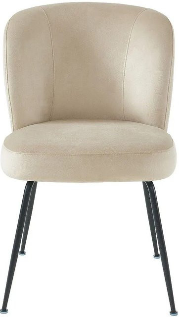 Pascal Morabito Polpona Stuhl aus Samt in Beige mit Metallgestell, Breite: 52 cm - Bild 1