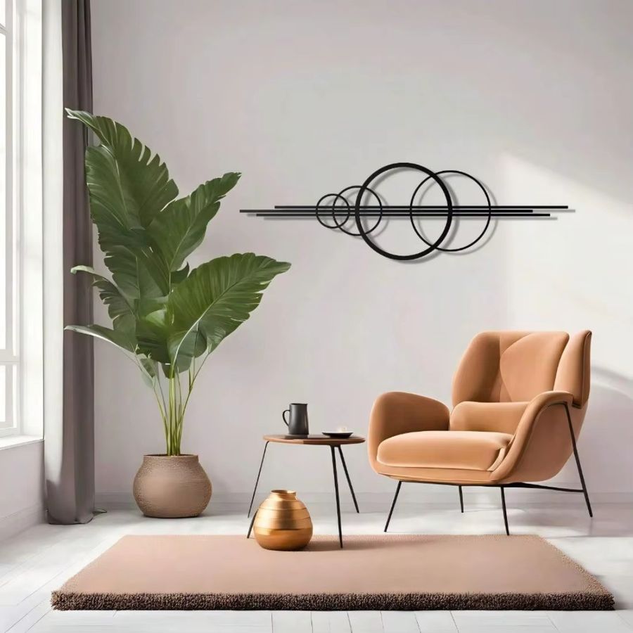 CIFBUY Wandkunst-Dekor aus Metall mit modernem geometrischem Kreis-Design für Wohnzimmer und Büro - Bild 2