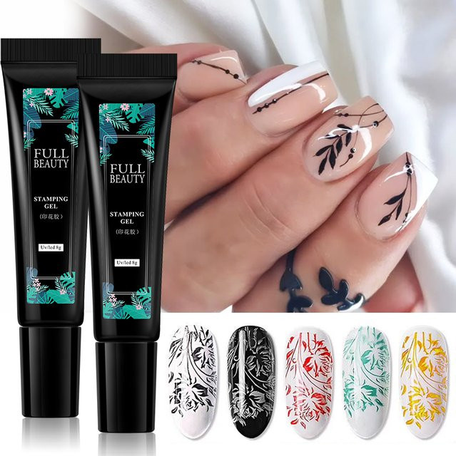 Sweet Trend Nagelstempel Set, 6 Stück, Schwarz Weiß, Gel Maniküre - Bild 1