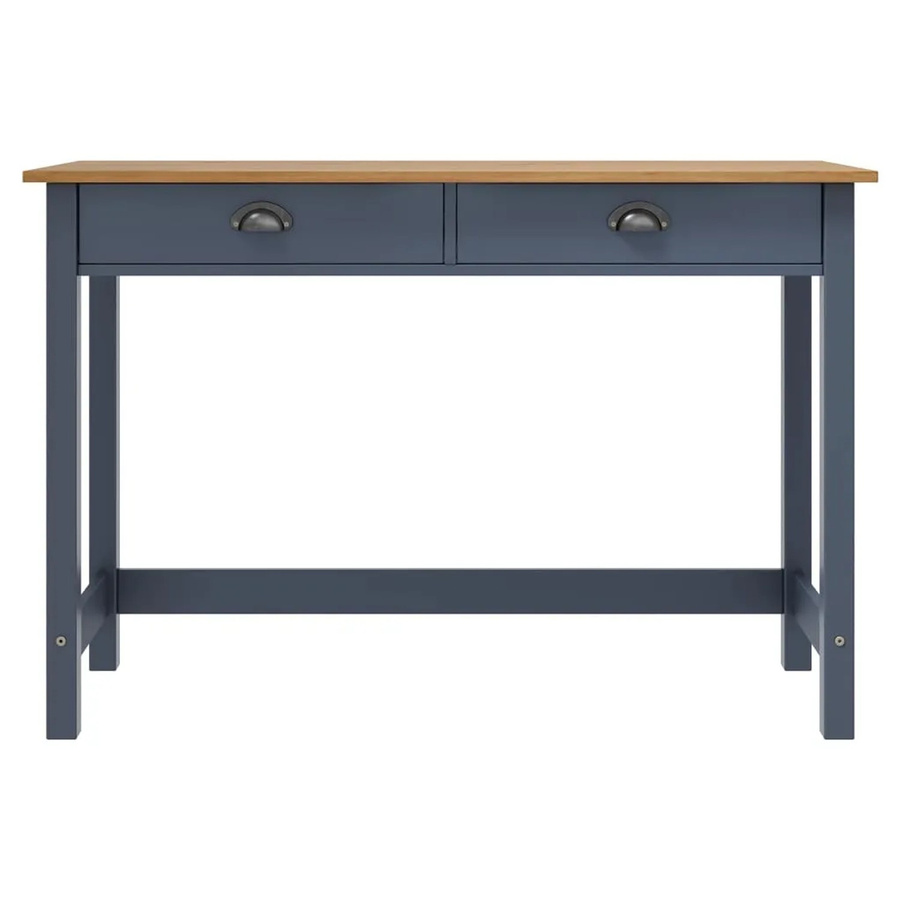 vidaXL Konsolentisch Hill aus Kiefernholz mit 2 Schubladen in Grau, B/T/H: 110 x 45 x 74 cm - Bild 2