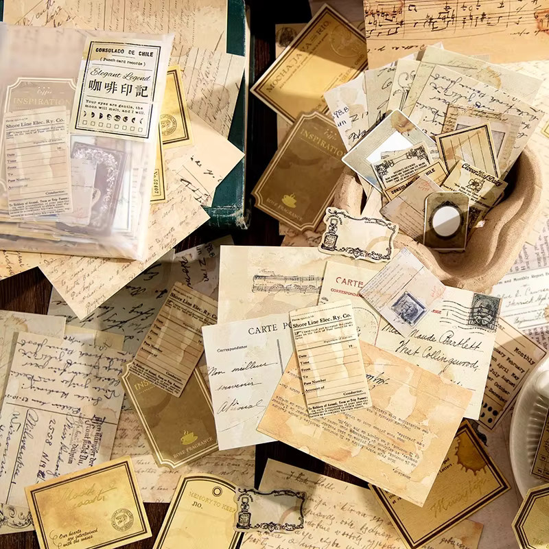 Journamm Vintage Memo Papier Kit für Scrapbooking und Junk Journal, 100 Teile, Multicolour - Bild 2