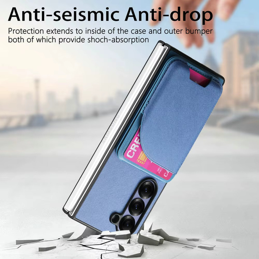 Samsung Galaxy Z Fold 7 6 5 4 3 5G 2in1 Abnehmbare Leder Magnet Schutzhülle mit Kartenfach in Schwarz oder Blau - Bild 2