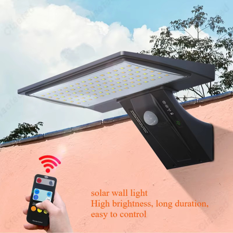 Claeted LED Solar Wandlampe mit Bewegungssensor, wasserdichte Außenleuchte für Garten und Hof in Schwarz mit kühlem Weißlicht - Bild 2