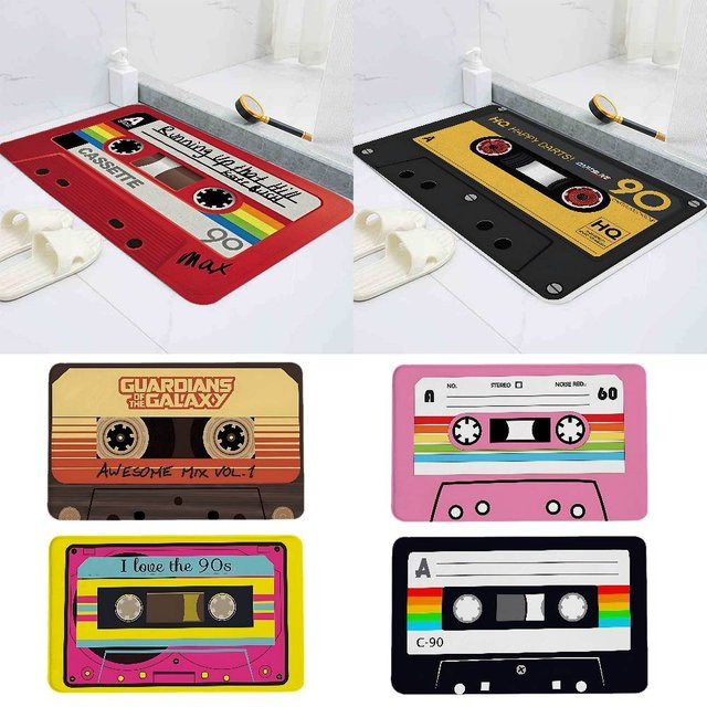 52TOYS Retro Kassette Design Fußmatte mit Anti-Slip Funktion, Rechteckig, B/T: 60 x 40 cm, Mehrfarbig - Bild 1