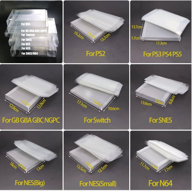 6 Stück transparente Spielkassetten-Schutzhüllen aus PET für Retro-Spiele wie N64, NES, SNES, GB, GBA, GBC, NGPC und Switch von JCD - Bild 1