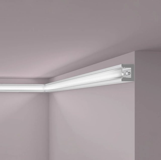 NMC IL12 WALLSTYL Eckleiste Zierleiste für indirekte Beleuchtung, Grau, B/H/T: 200 x 2,5 x 2 cm - Bild 1