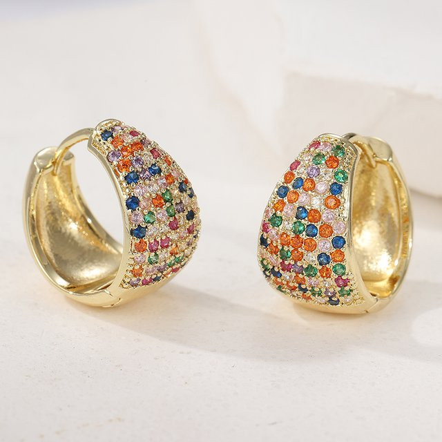 Futz Creolen, Bunt, Zirkonia, Gold, Damen, Bohemian-Stil - Bild 1