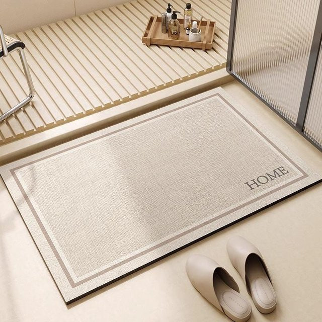 Rutschfeste Badezimmer Bodenmatte aus Kieselgur in Beige, B/T: 60 x 40 cm - Bild 1
