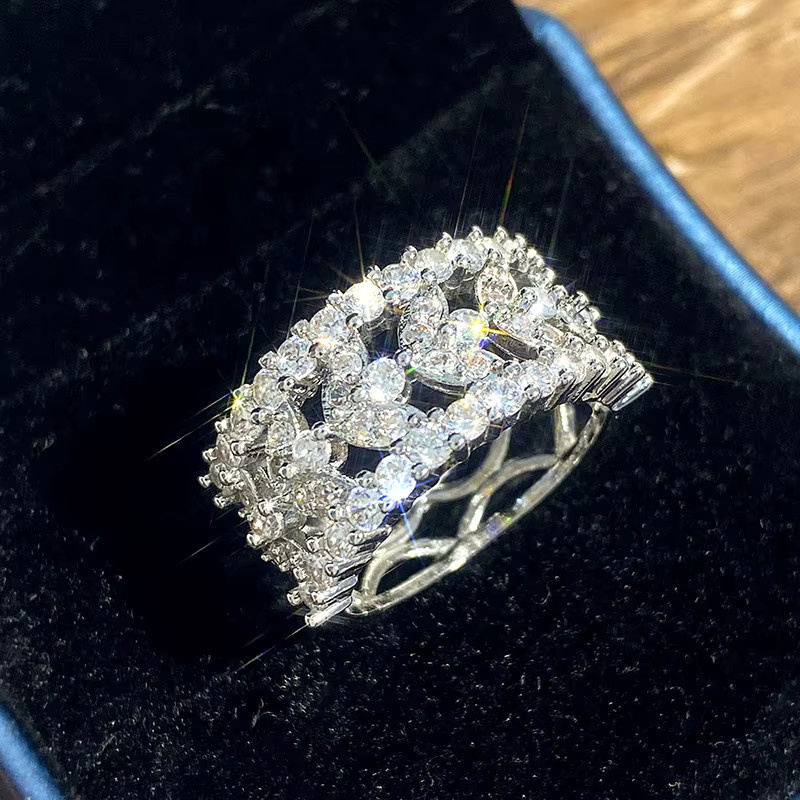 Huitan Ring, Blatt Design, Zirkonia, Silber, Damen - Bild 3