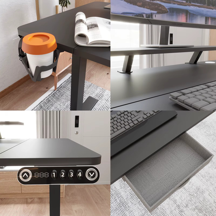 Radlove Elektrisch Höhenverstellbarer L-Schreibtisch in Schwarz, Eckschreibtisch für Home-Office mit Breite: 160 cm - Bild 5