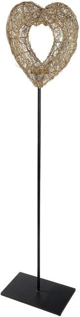 Gilde Teelichtleuchter Golden Heart in Gold, Metall, Höhe: 102 cm, Breite: 24 cm - Bild 1