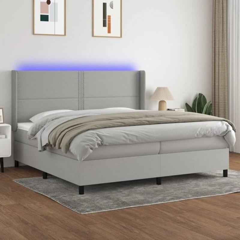 Vidaxl Boxspringbett mit Matratze in Grau und Weiß aus Stoff, B/T/H: 200 x 203 x 118 cm - Bild 1