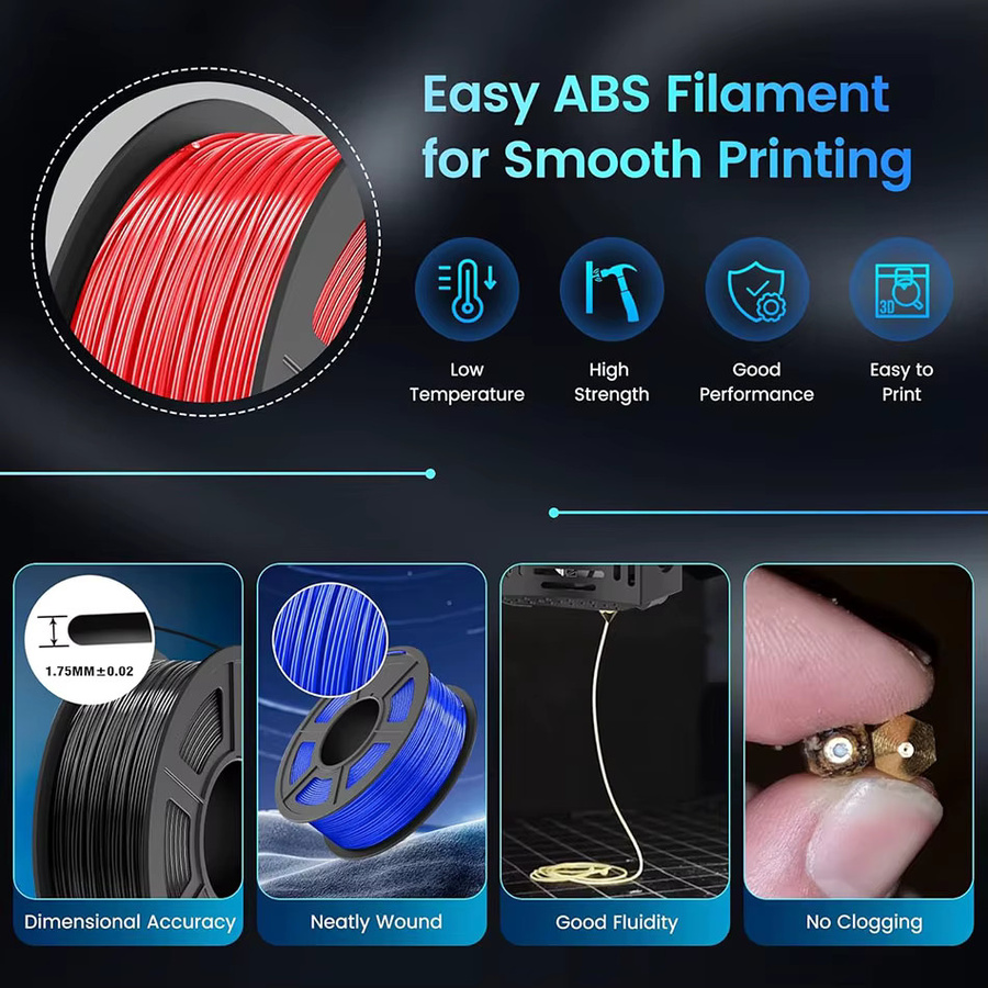 JAYO Easy ABS 3D-Filament 1,75 mm für FDM-3D-Drucker, 5 Rollen à 1 kg - Bild 4