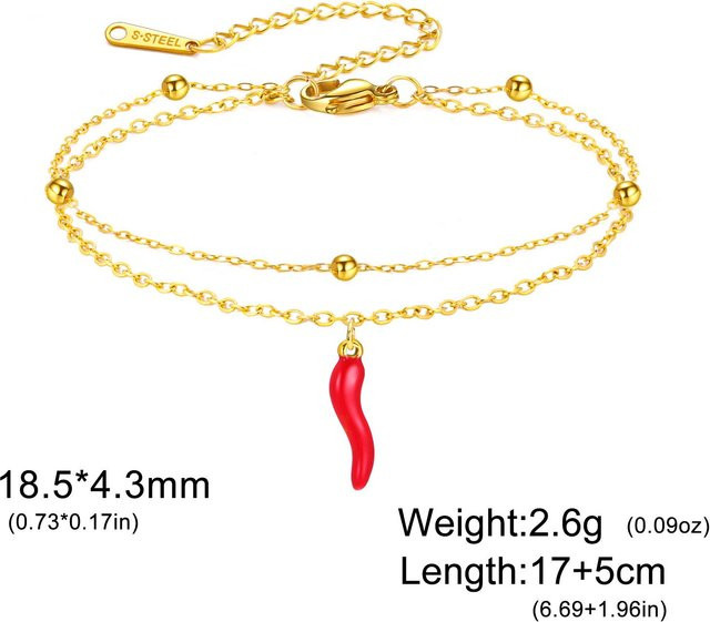 YULIN Armband, Rote Emaille, Edelstahl, Perlenketten, Damen, 17-22 cm - Bild 1