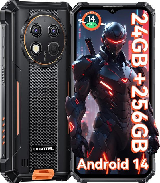 Oukitel G1 Smartphone Orange mit 256 GB Speicher, 24 GB RAM, 6,52 Zoll Display, 10600 mAh Akku und 48 MP Kamera, Android 15 - Bild 1