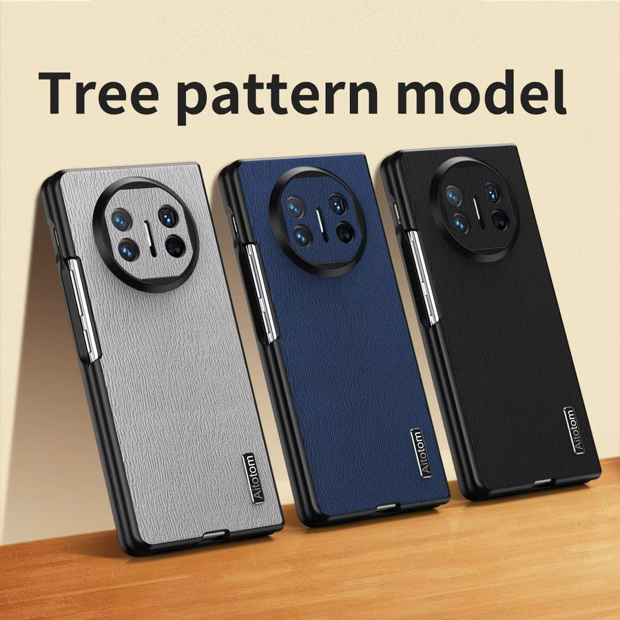 Luxuriöse PU-Leder-Handyhülle für Huawei Mate X3, Mate X5 und Mate X2 mit Linsenschutz und stoßfester Silikon-Rückseite in Schwarz oder Grau - Bild 1