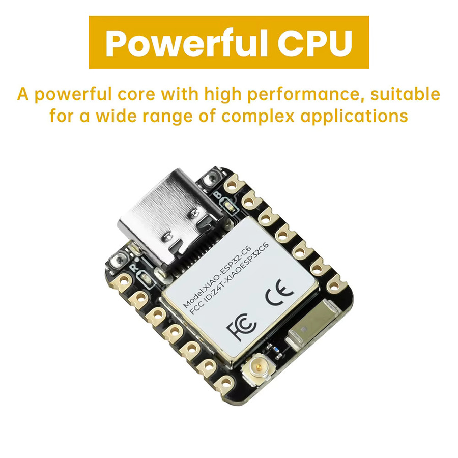 Seeed Studio XIAO ESP32-C6 Entwicklungsboard mit WiFi, Bluetooth und Zigbee, USB-C, Schwarz - Bild 2