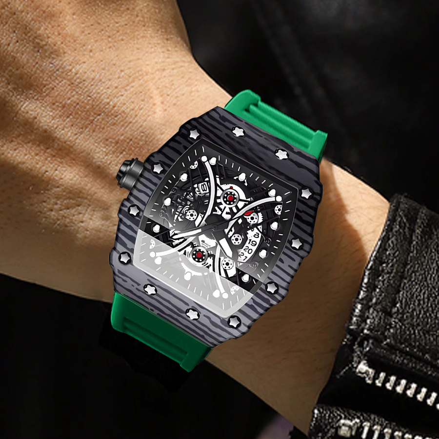 BINBOND Armbanduhr Quarz, Silikon, Schwarz, Herren - Bild 3