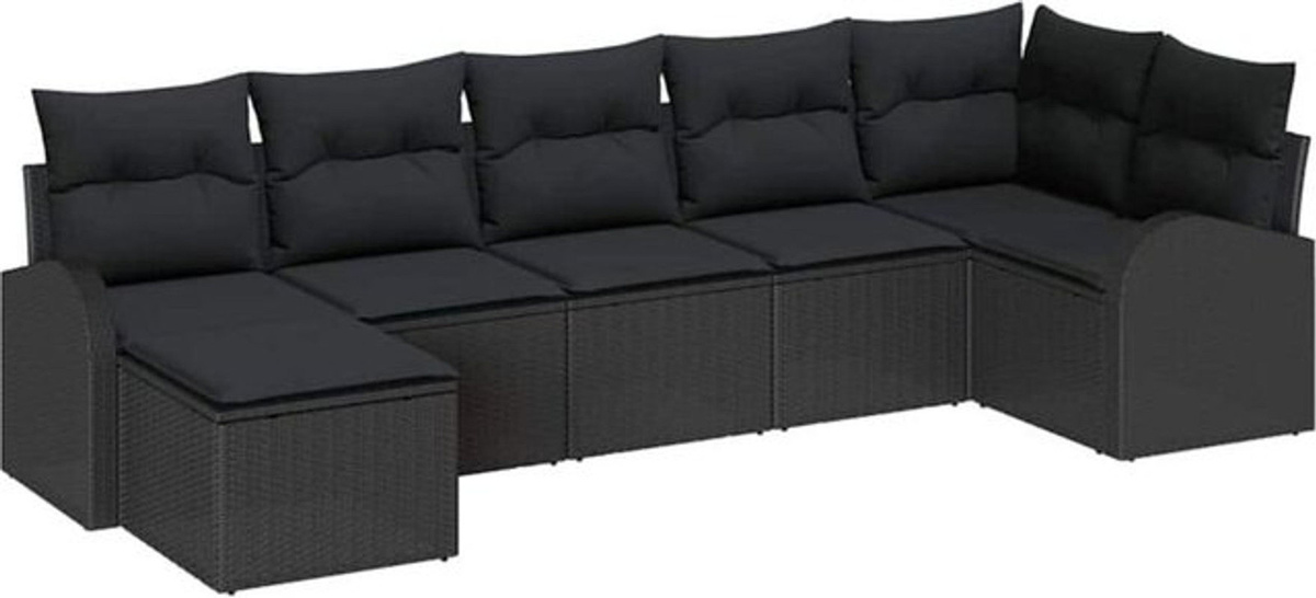 7-teiliges Garten-Sofa-Set aus Poly-Rattan in Schwarz von vidaXL - Bild 1
