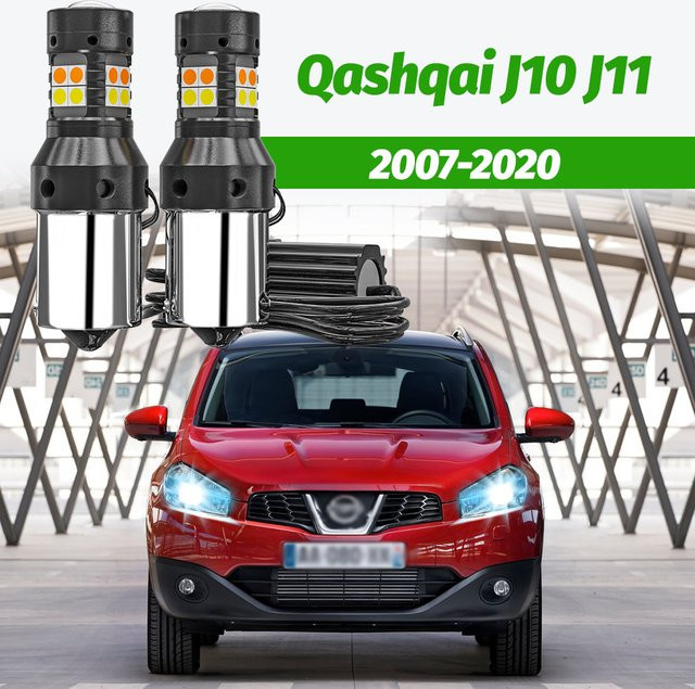 VENDY 2 Stück Dual-Mode LED DRL Tagfahrlicht und Blinker Zubehör in Schwarz für Nissan Qashqai J10 J11 2007-2020 - Bild 1