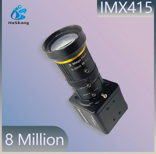 Hoskang 4K UHD Webcam mit 8MP CMOS IMX415 Sensor, manuellem Varifokus CS-Mount Objektiv und USB-C Anschluss in Schwarz - Bild 1