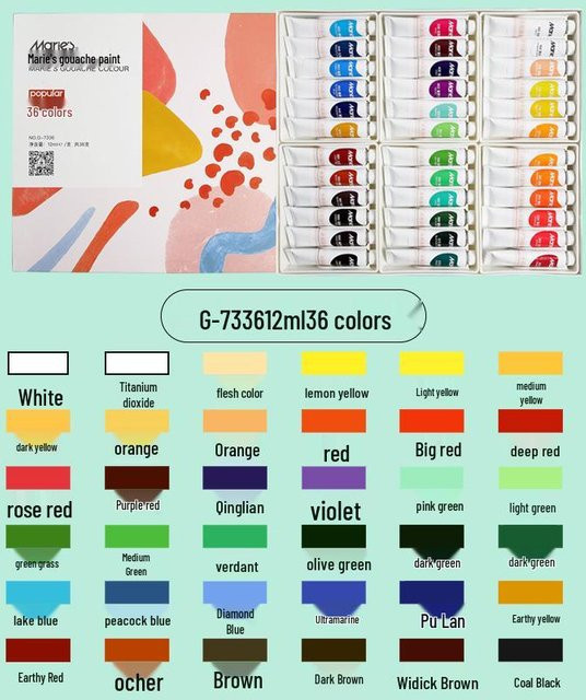 Mali Gouache-Farben-Set in Multicolour mit 5ml und 12ml Tuben für Anfänger - Bild 1