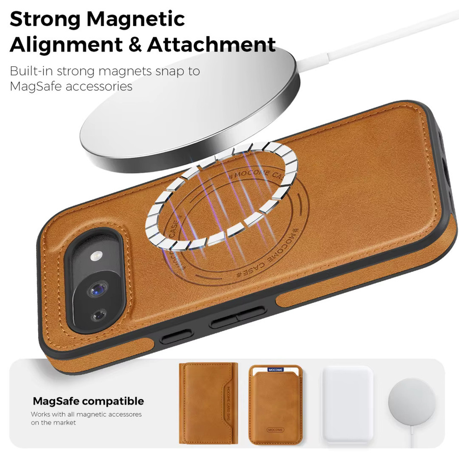 SUNWARD Business Lederhülle mit MagSafe für Google Pixel 10 9 8 Pro XL, magnetische Schutzhülle für kabelloses Laden, Schwarz oder Braun - Bild 3