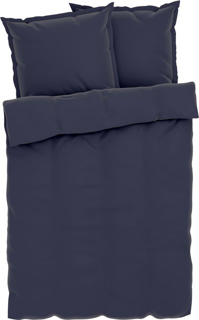 LIVARNO HOME Lyocell-Satin-Bettwäsche aus Lyocell Tencel und Baumwolle in Blau, B/H: 200 x 220 cm mit 2x Kissenbezug 80 x 80 cm - Bild 1