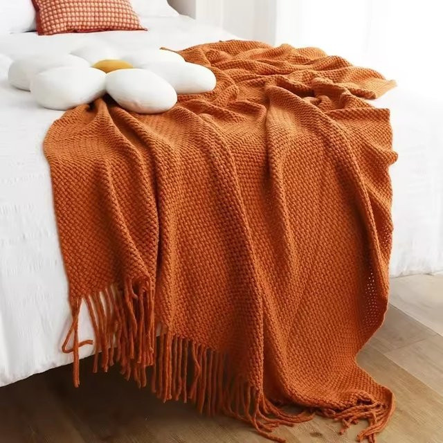 Inyahome Strickdecke Diamond Cream White, flauschige und weiche Decke für Sofas und Betten - Bild 1