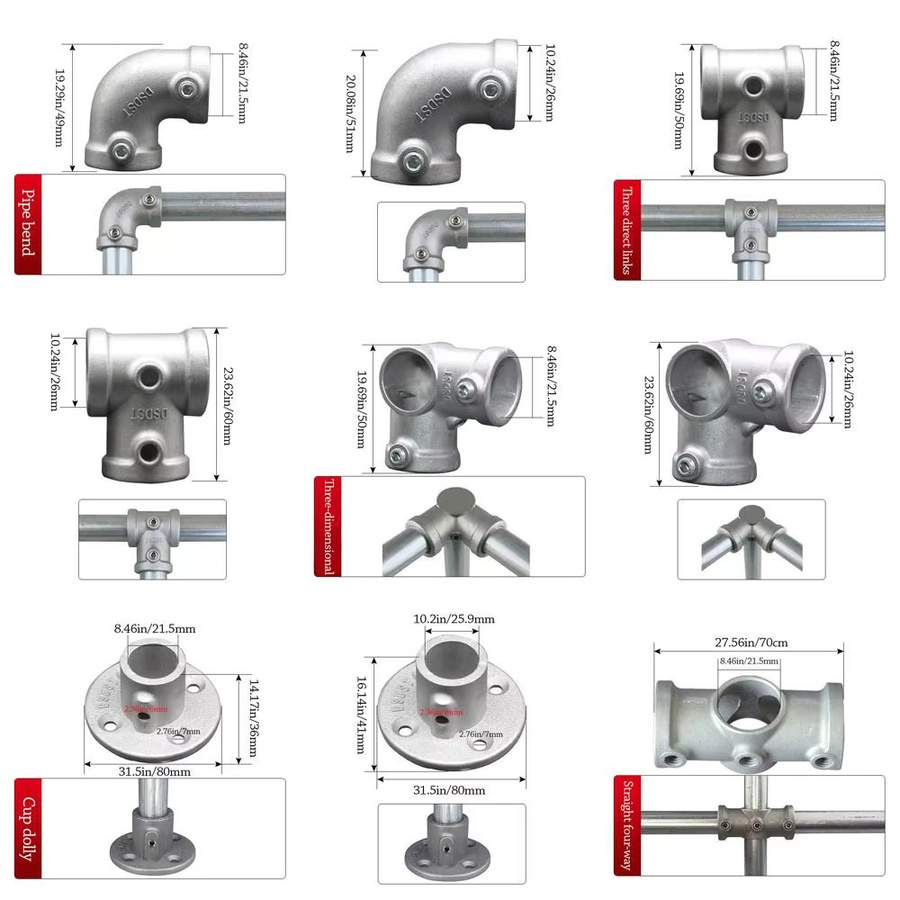 Rohrverschraubungsstecker und Rundrohrverbinder aus Aluminiumlegierung und Stahl in Silber, DN15 DN20 DN25 - Bild 5