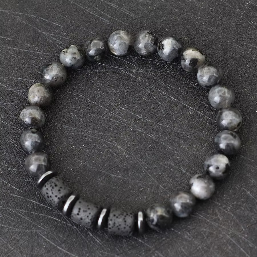 diffone Armband, Howlith, Tiger Augen, Hämatit, Herren, Schwarz - Bild 2
