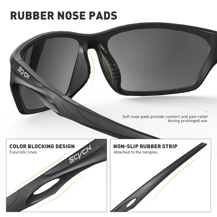 Scvcn Sportsonnenbrille, Unisex, Vollrand, Schwarz, Kunststoff, polarisiert - Bild 6