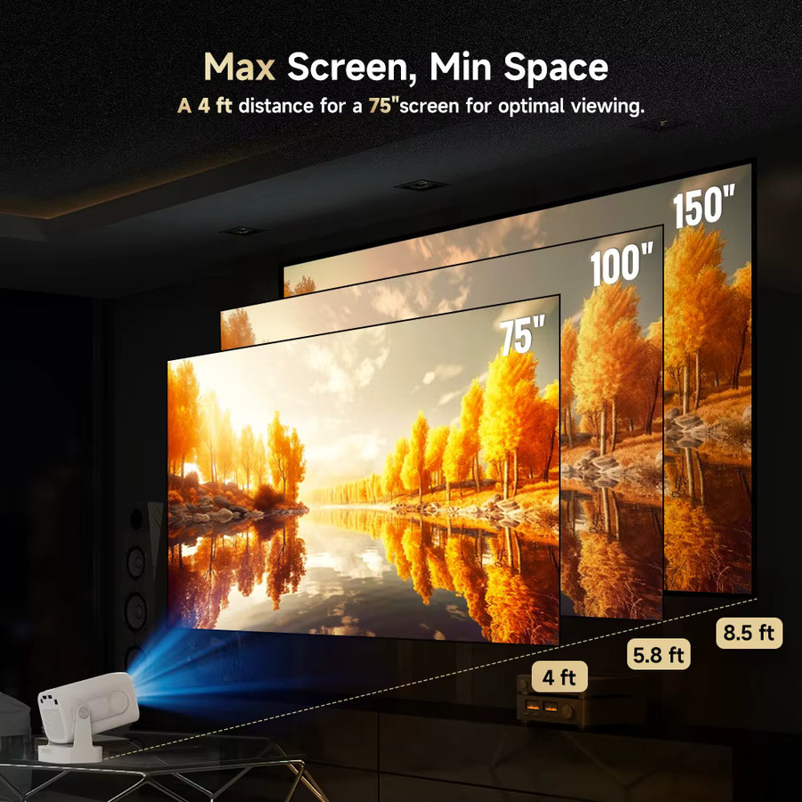 Magcubic HY310 Heim- und Outdoor-Filmprojektor in Weiß mit 4K Unterstützung, Native 1080P Auflösung, Autofokus, 330 ANSI Lumen, Dual WLAN und Bluetooth 5.4 mit Sprachsteuerung und Air Mouse - Bild 4