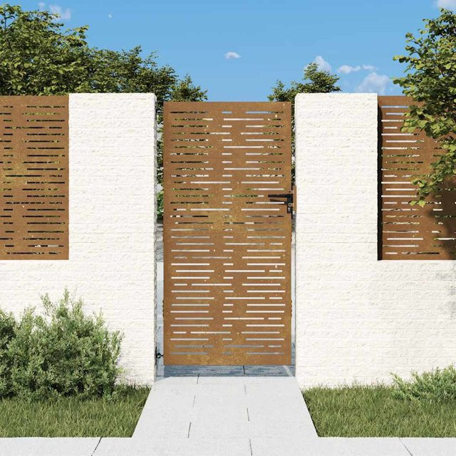 Vidaxl Gartentor aus Cortenstahl in Braun mit Rechteck-Motiv, B: 85 cm, H: 200 cm - Bild 1