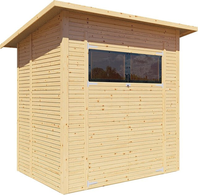 Bertilo Gerätehaus Pent Modern 2 in Natur/Braun mit Doppeltür, B: 208 cm, T: 157 cm - Bild 1