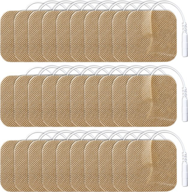 SANPKON Wiederverwendbare selbstklebende Elektrodenpads in Beige für TENS Digital Pulse Massager und EMS Muskelstimulatoren - Bild 1