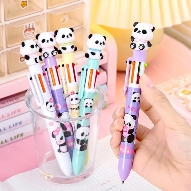 4er-Set Kawaii Panda Mechanische Kugelschreiber in 6 Farben für Schule und Büro - Bild 1
