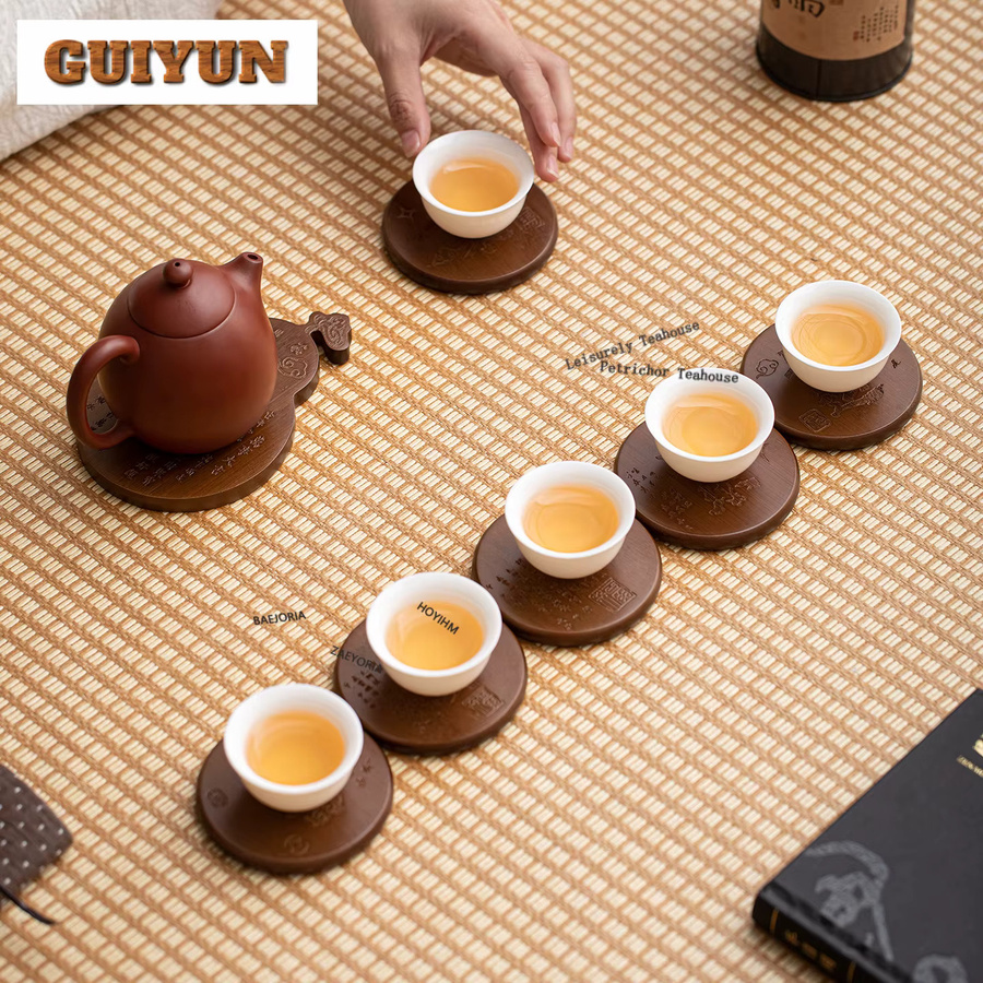 HOYIHM Bambus-Untersetzer in Braun, rutschfeste und wärmeisolierende Untersetzer für Kaffeetassen und Tee - Bild 2
