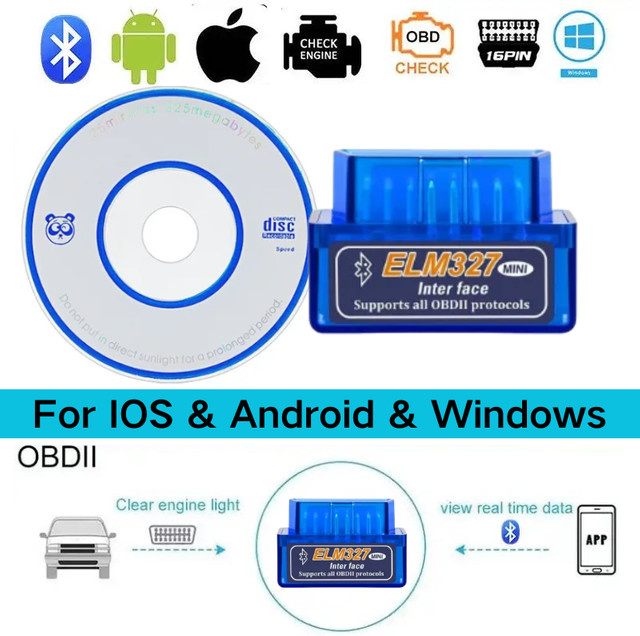 Bluetooth 5.1 MINI ELM327 OBD2 Scanner Auto Diagnose Werkzeug Code Reader für Android, iOS und Windows - Bild 1