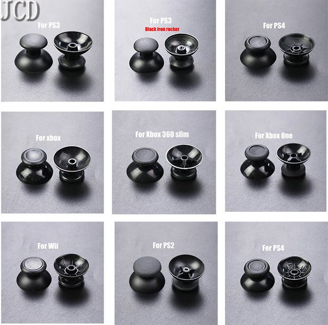 JCD Ersatz Analog Thumbsticks Kappen im Pilz-Design für PS2 PS3 PS4, Xbox One, Xbox Series S/X und Xbox 360, Schwarz, 2 Stück - Bild 1