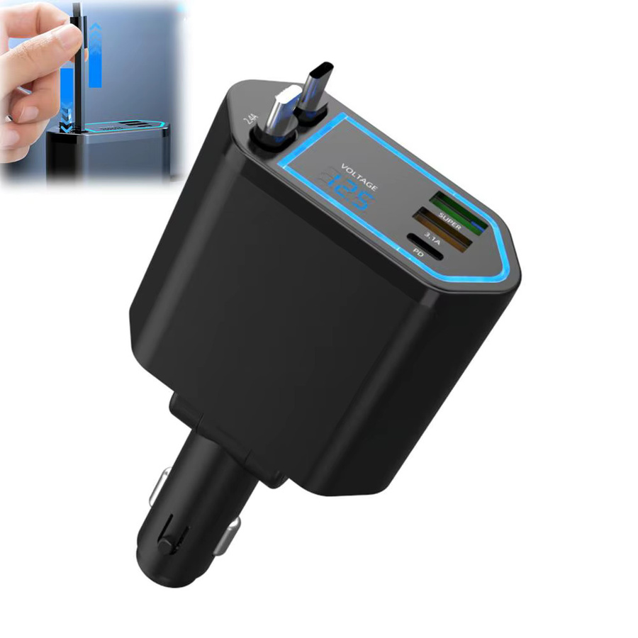 Ein-zu-Fünf Auto-Handy-Ladegerät mit superschneller Ladefunktion und intelligenter Wärmebedienung in Schwarz - Bild 5