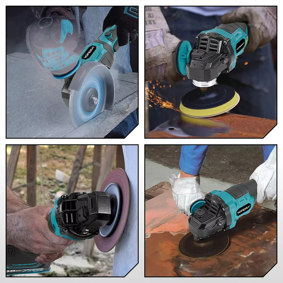 YOFIDRA Bürstenloser elektrischer Winkelschleifer mit 3 Gängen, kabelloser Polierer und Schneider für Makita 18 V-Batterie, Durchmesser: 125 mm - Bild 3