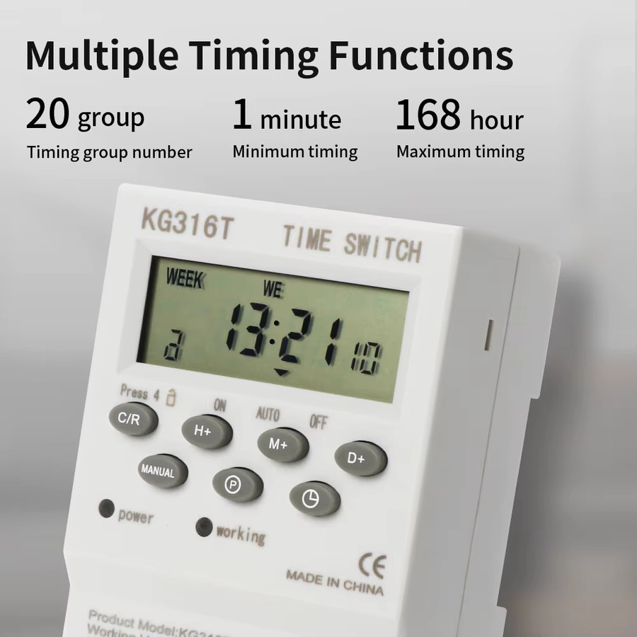 TNCE 30 A Zeitsteuerungsschaltmodul 220 V, 32-Gruppen-Timer in Weiß zur Steuerung von Licht und Wasserpumpen - Bild 2