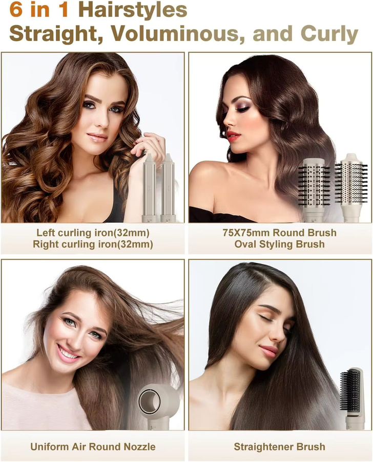 MCURO 6-in-1 Multi-Haar-Styler Heißluftbürste mit negativen Ionen - Bild 2